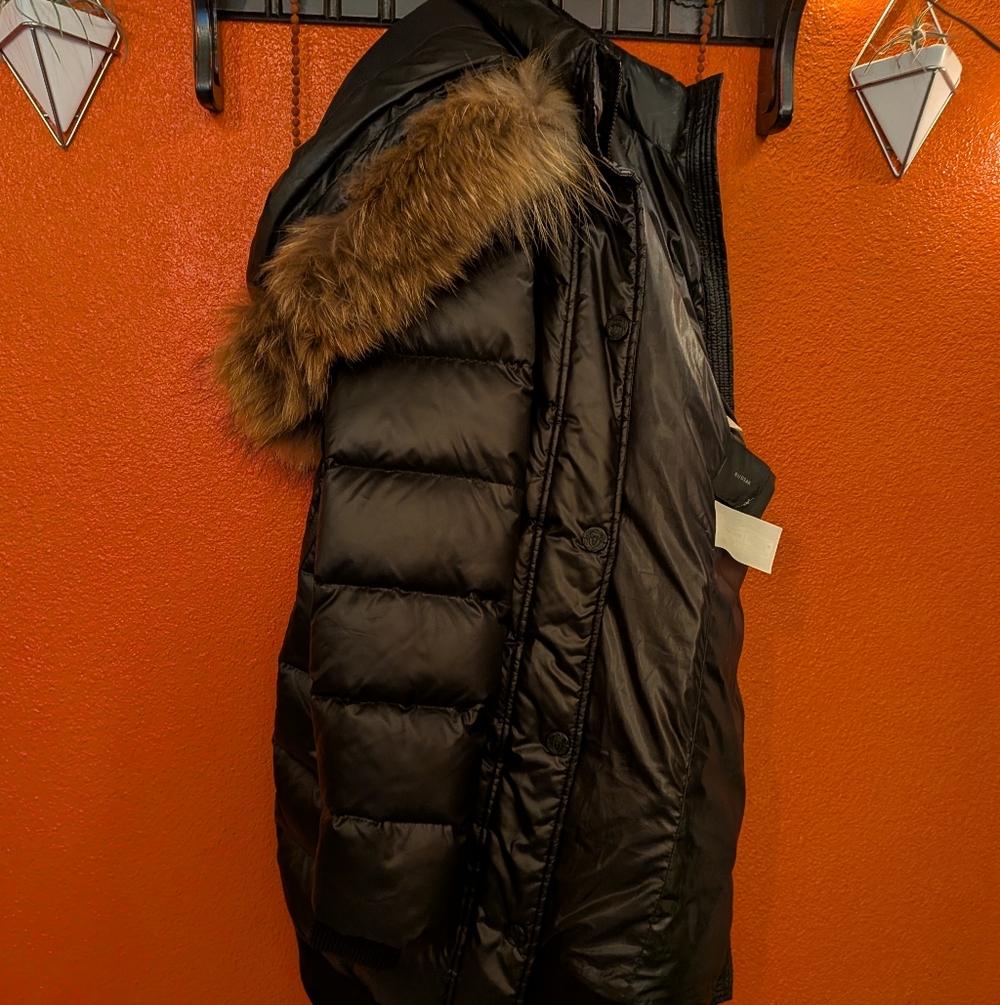RUDSAK Black Puffer Jacket with Fur Trim